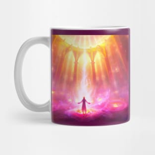 Mystical Heavenly Light Engulfs Lone Monk Mug